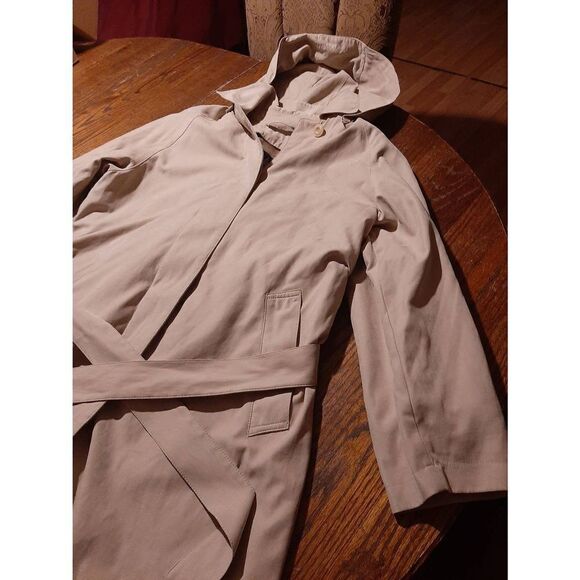 Medium Petite London Fog Tan Belted Trench Coat with Removable Lining - Picture 4 of 8